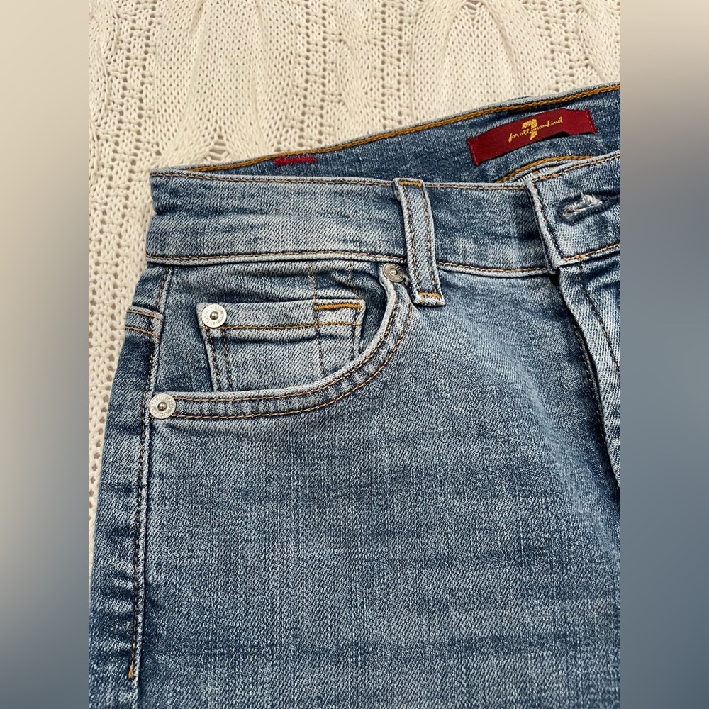 7 For All Mankind Frayed Hem Flare Jeans 24 Blue - Picture 6 of 9